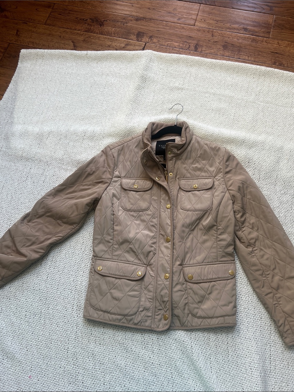EUC Talbots Quilted Beige Jacket with Gold-Tone Hardware
